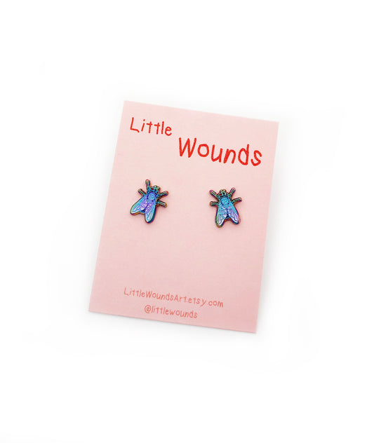 Blue Bottle Fly Earrings